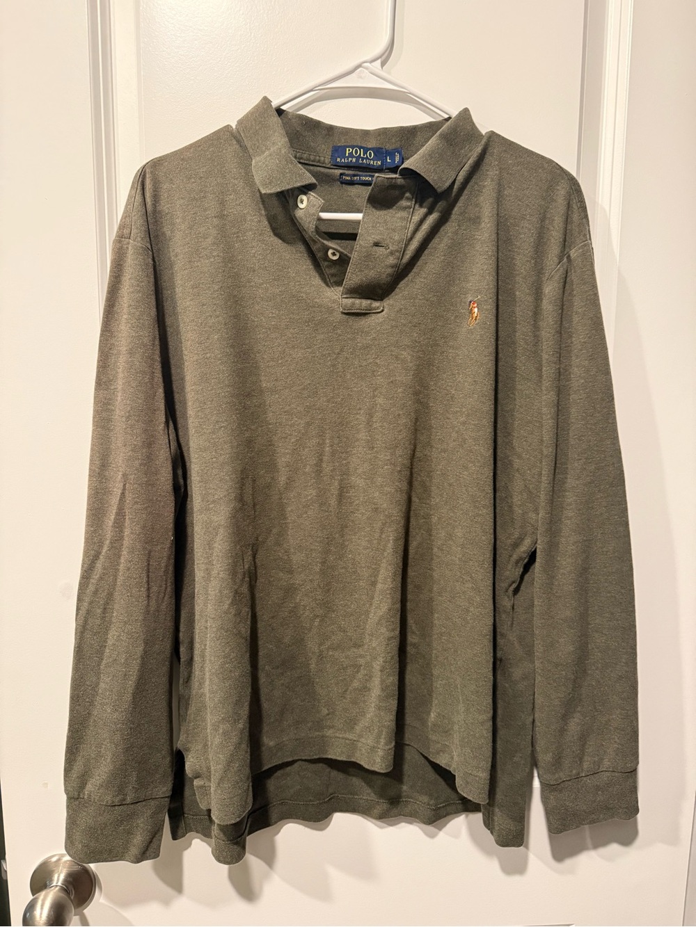 Polo by Ralph Lauren Olive Green Long Sleeve Polo with Embroidered Pony